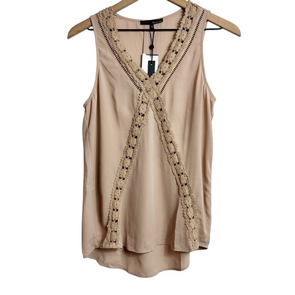 Ro & De Tops - RO & DE BEIGE WOMEN V-NECK SLEEVELESS BLOUSE SIZE XS BRAND NEW WITH TAGS